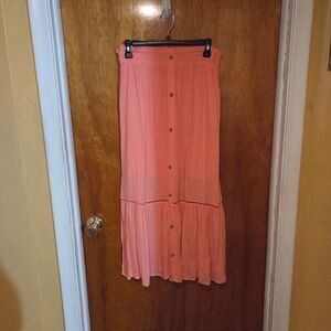 New With TAGS -Kohl's Girl Coral Button-Down Maxi Skirt